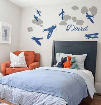 Customised name and planes Vinyl Wall Word Art Sticker Decal Vinyl Interior Decor Decoration