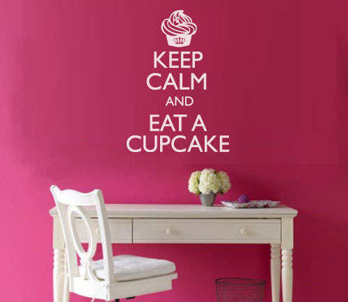 Keep Calm cupcake Vinyl wall art decal home decor white