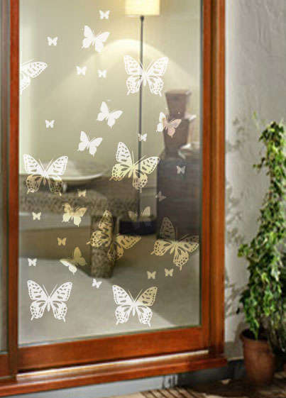 Sandblasted Frosted glass effect butterflies Vinyl Wall Art Sticker Decal for glass windows