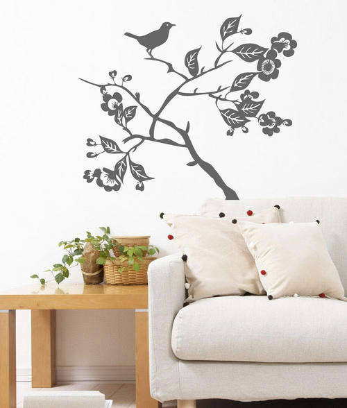 Large Oriental branch with bird Wall Art Sticker Decal Vinyl Tattoo Decor