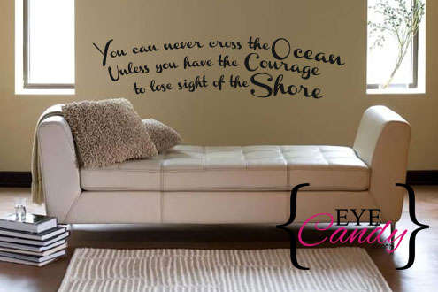 Courage Ocean Inspirational Vinyl Wall Art Quote Sticker Decal Vinyl Interior Decor