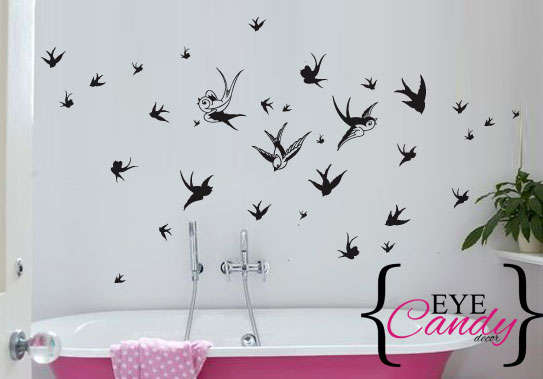 60 swallow birds Vinyl Wall Art Sticker Decal Vinyl Tattoo Decor
