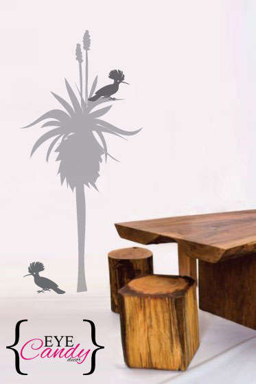 Aloe and hoopoe birds Vinyl Sticker Decal Wall Art Interior design - Check out my other designs