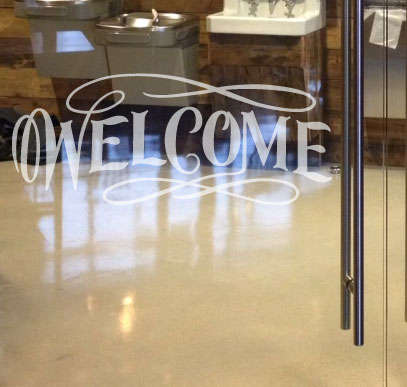 Lovely FROSTED GLASS EFFECT WELCOME vinyl decal for your widows or door at home, work,