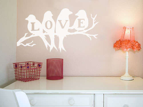 MATTE BLACK - LOVE BIRDS Vinyl Wall Art Sticker Decal Vinyl Interior Decor