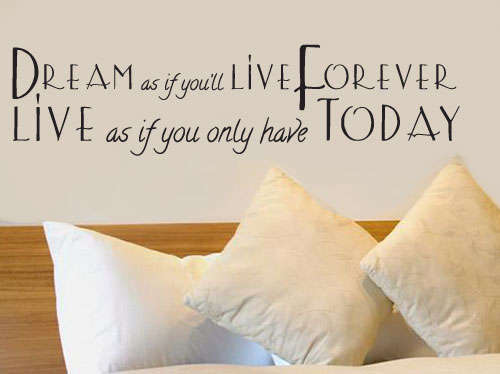 Dream as if you'll live forever quote Vinyl Wall Art Quote Sticker Decal Vinyl Interior Decor