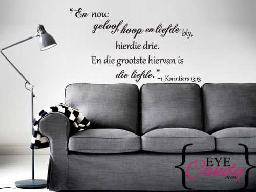 Afrikaans Korintiers bible quote Vinyl Wall Art Quote Sticker Decal Vinyl Interior Decor