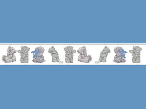 Blue tatty teddies vinyl wall border sticker sold per meter