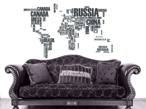 Large printed world map vinyl sticker  wall decal - Check out my other designs!