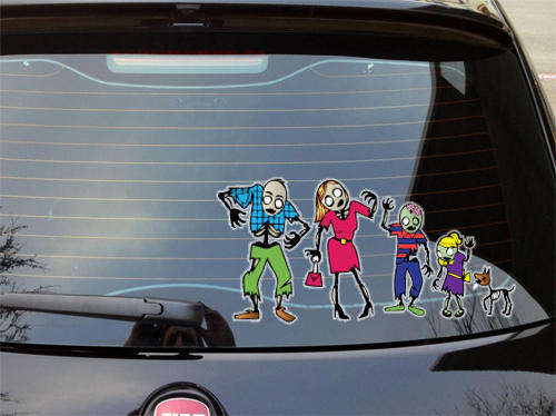 Coloured Zombie Stick figure family car window funny Vinyl Sticker Decal BEWARE OF CHEAP IMMITATIONS