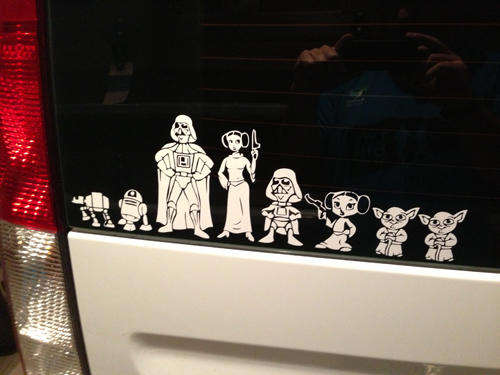 Star Wars Stick figure family car window funny Vinyl Sticker Decal BEWARE OF CHEAP IMMITATIONS