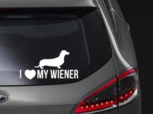 I love my Wiener sausage wors dog car window funny Vinyl Sticker Decal BEWARE OF CHEAP IMMITATIONS