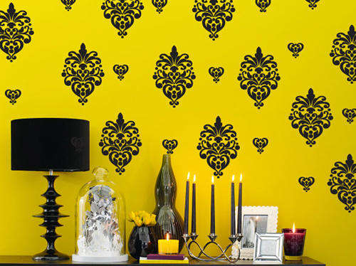 34 different size damask vinyl Wall Art Quote Sticker Decal Vinyl Interior Decor GLOSSBLACK