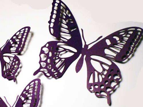 24 deep purple 3d laser cut card paper butterflies for decorating walls interior design