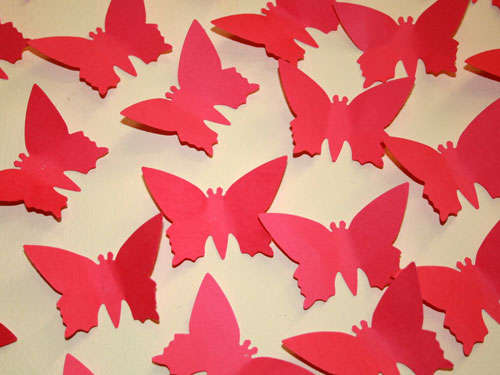 30 pretty pink 3d  cut card paper butterflies for decorating walls interior design