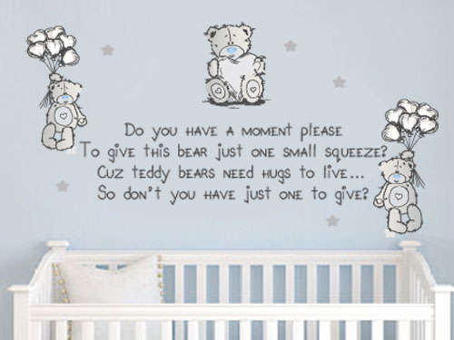 Tatty teddy cute wall quote vinyl decal sticker baby kids wall stickers