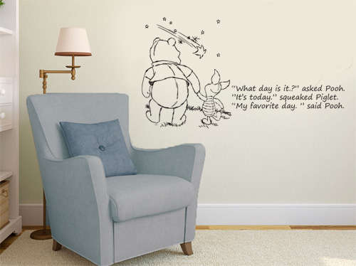 Winne the Pooh today baby toddler-wall stickers! Vinyl wall stickers decals cartoon afritoon