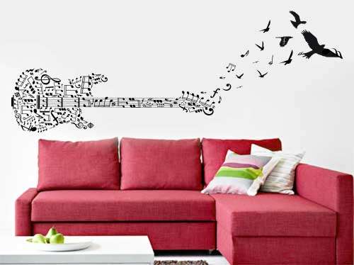 Flying guitar Wall Art Sticker Decal Vinyl Tattoo Decor