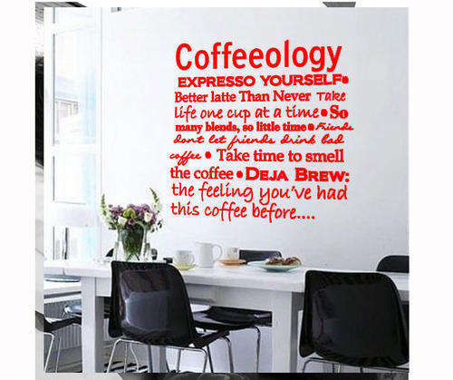 Coffee Kitchen, office  interior decor Wall Art Sticker Decal Vinyl Tattoo RED