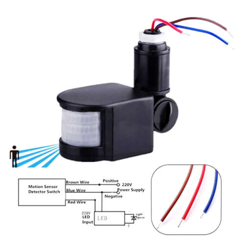220V Waterproof 180 Degree Smart Infrared PIR Motion Sensor Detector Light Sensor Switch