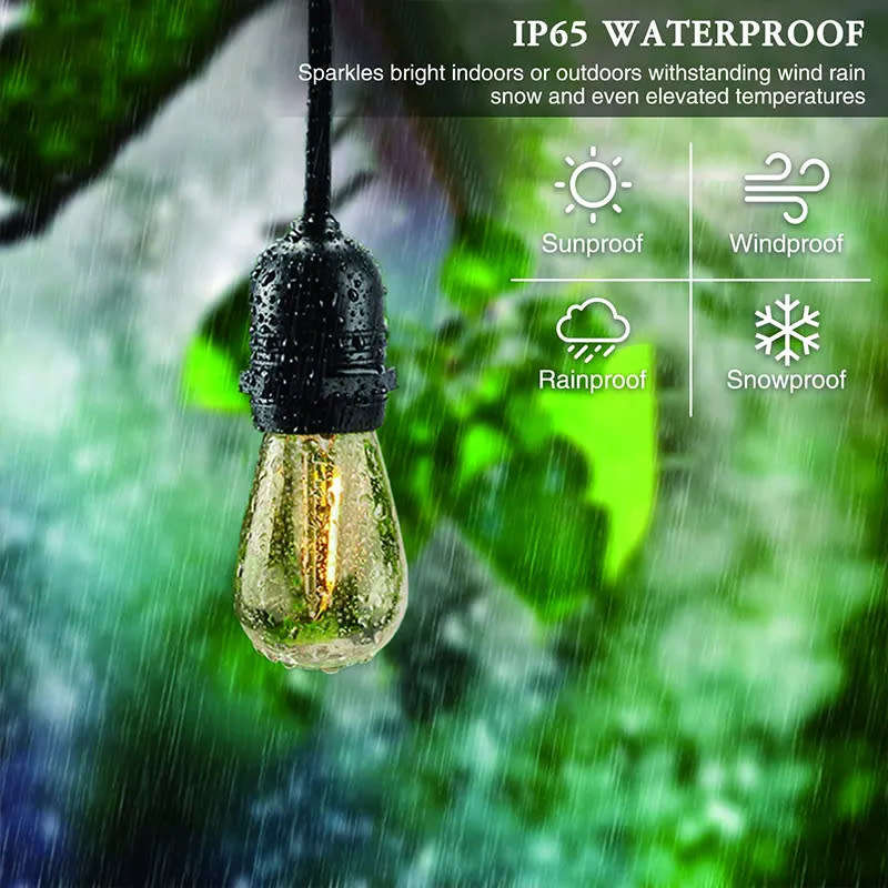 20M Waterproof Led Bulb String Lights Outdoor Street Garden Holiday String Lights