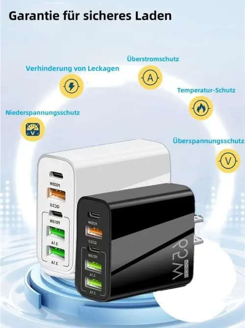 65W Usb C Charger, 5-Port Mobile Phone Charger
