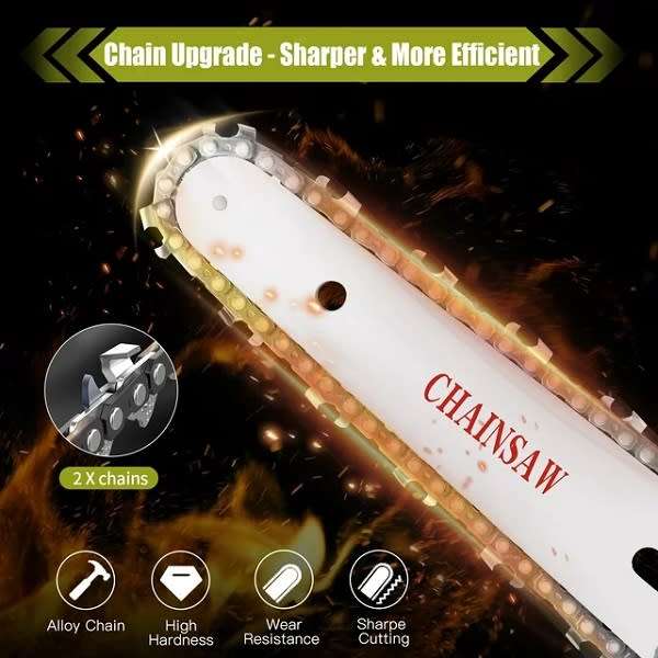 Cordless Chainsaw With 2 x 25V 7500mah Batteries