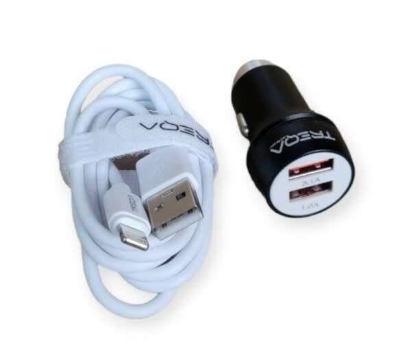 Dual 3.1A Usb Smart Car Charger With Ios Usb Cable