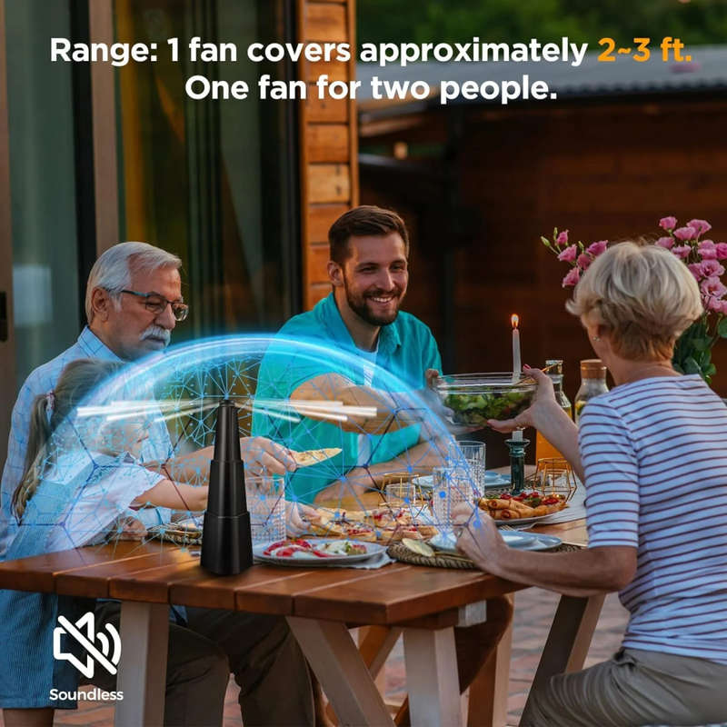 Multifunctional 3-Pack Fly Killer Fan For Dining Table, Indoor And Outdoor Fly Repeller Fan With Hol