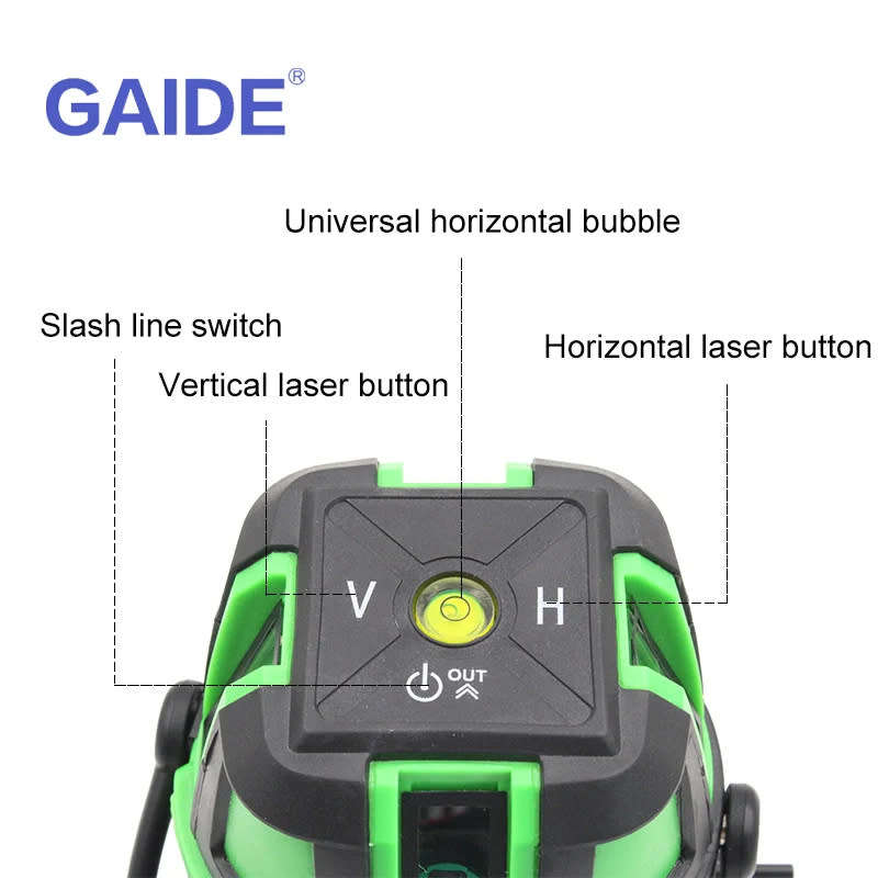 No Dead Angle 360 Degree Self-Leveling Rotating Laser Level Green Cross Line