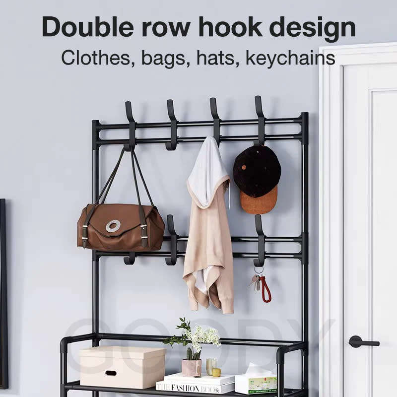 Multifunctional Clothes Hanger Simple Clothes Drying Rack Floor-Standing 4/5-Layer Shoe Rack Storage