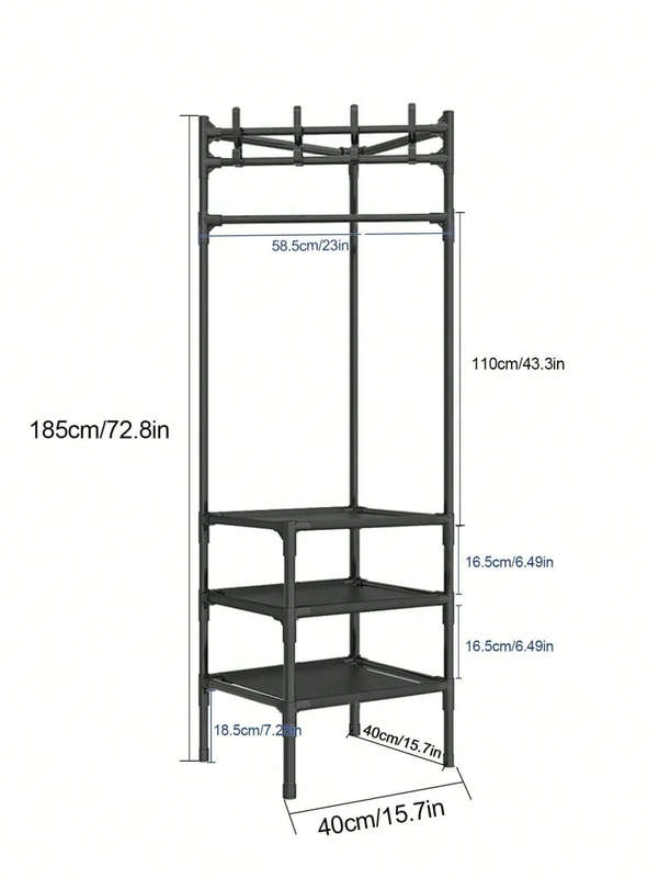 Vintage Corner Hall Tree Coat Rack With Shelf With 2 Shelves Entry Coat Rack With 1 Cross Bar Entry