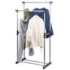 Roller Rod Rail Rack Stainless Steel Double Rod Clothes Hanger/Rack, Adjustable High Quality Double