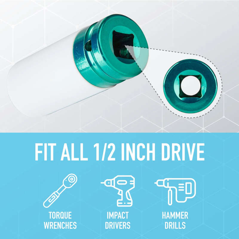 5-Piece 1/2` Drive Depth Impact Sockets, Non-Destructive Impact Lug Nut Sockets With Protective Slee