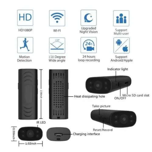 Hd Camera Home Mini Smart Wireless Wi-Fi With Iwfcam App