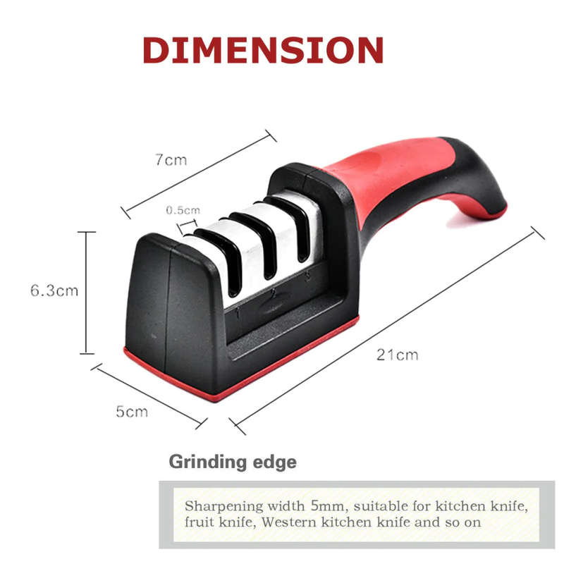Knife Scissor Sharpener 3-Stage Knife Sharpener 3-In-1 Knife Scissor Sharpener With Anti-Slip Handle