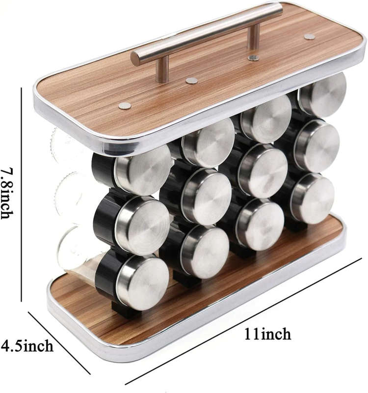 Easy To Use Convenient Spice Rack Storage Box With 12 Empty Spice Jars For Cabinet Countertop Spice