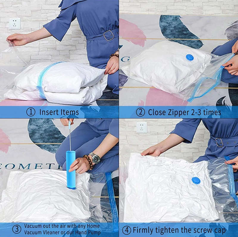 Reusable Self-Sealing Vacuum Storage Space Saving Bags For Home And Travel Sealed Compression Bags