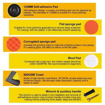 Rotary Car Polisher Buffer Waxer Variable Speed Polishing Towel Pad Kit