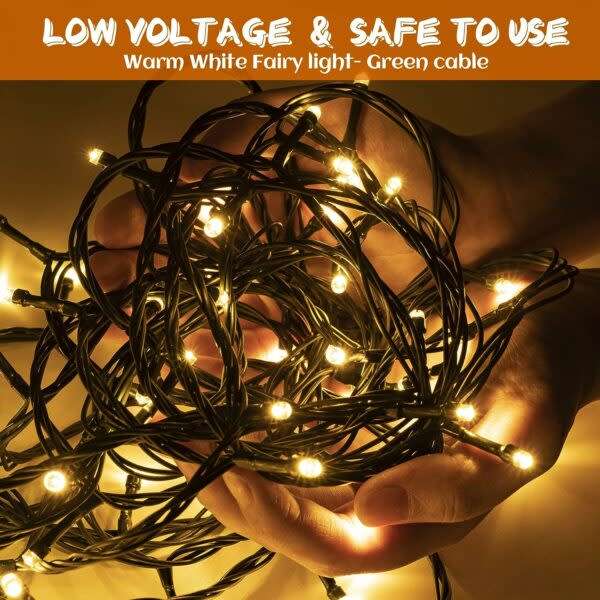 Led Interconnected Black Wire Fairy Light Warm White 10M