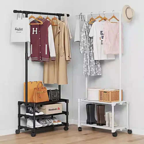 Sturdy Coat Rack With Shoe Rack Metal Clothes Rack With Storage Rack Suitable For Hallway Bedroom Fu