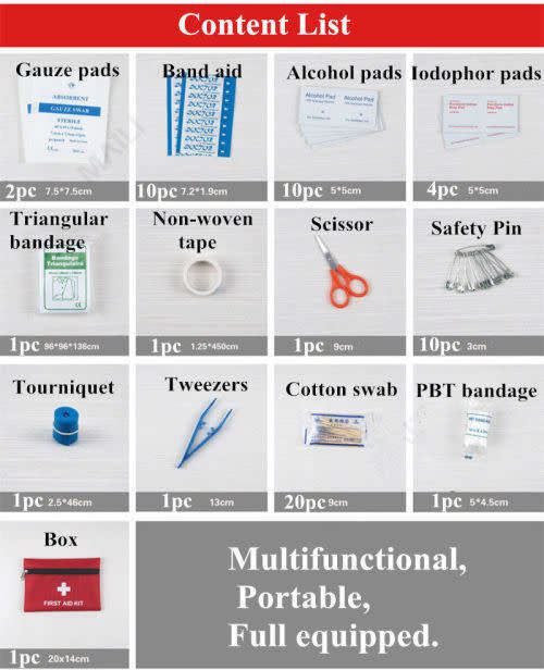 Convenient First Aid Emergency Kit Tools For Cars, Medical, Camping, Home And Travel