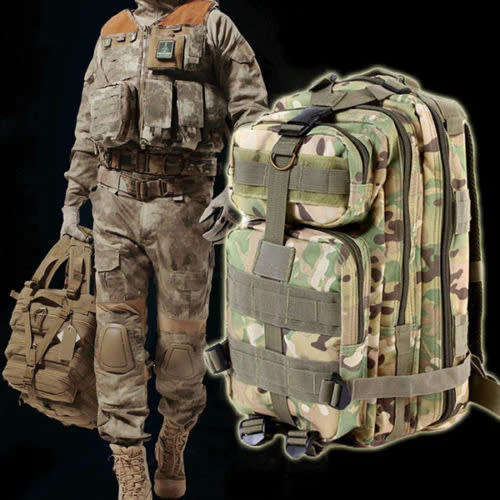 Large Space Backpack Military Tactical Sports Backpack Outdoor Travel Camping (Color Random)