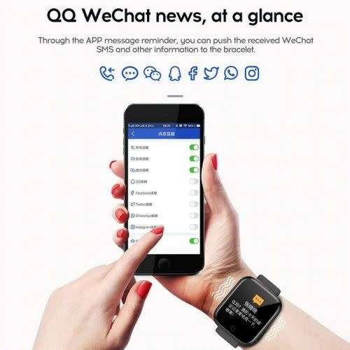 Smart Watch Bluetooth Blood Pressure Fitness Tracker Heart Rate (Random Color)