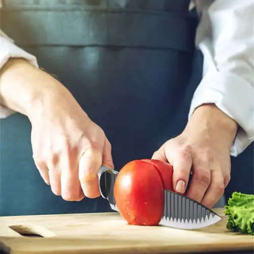 Super Useful Black Corrugated Non-Stick 6-Piece Everyday Sharp Knives Stainless Steel Kitchen Knives