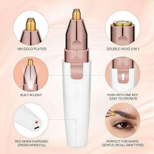 Convenient Women`s 2-In-1 Battery Powered Eyebrow Trimmer Shaver