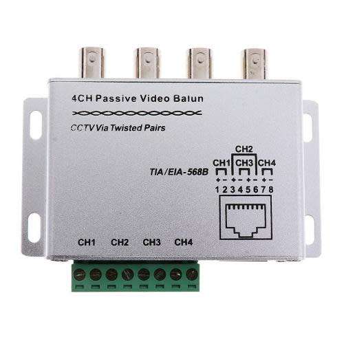 4 Channel Cctv Via Twisted Pair Passive Video Balun Transceiver