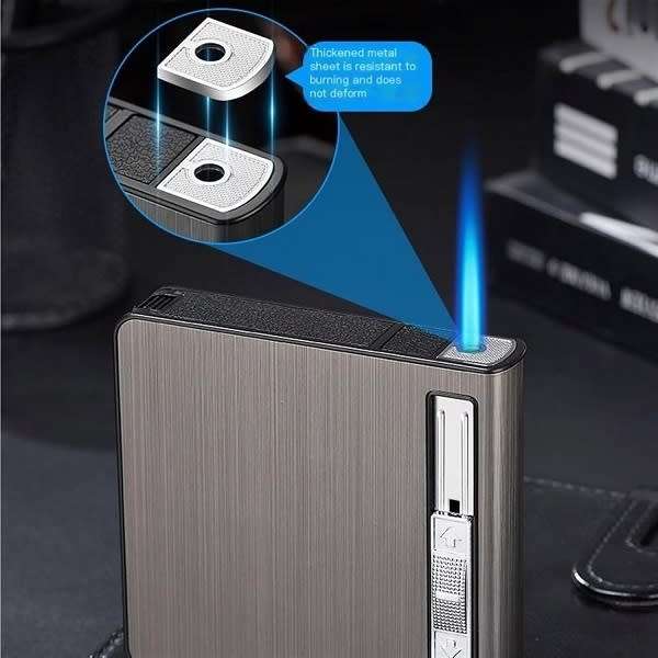 Convenient Cigarette Holder Box With Refillable Lighter, 20 Cigarettes Da-3032(Random Color)