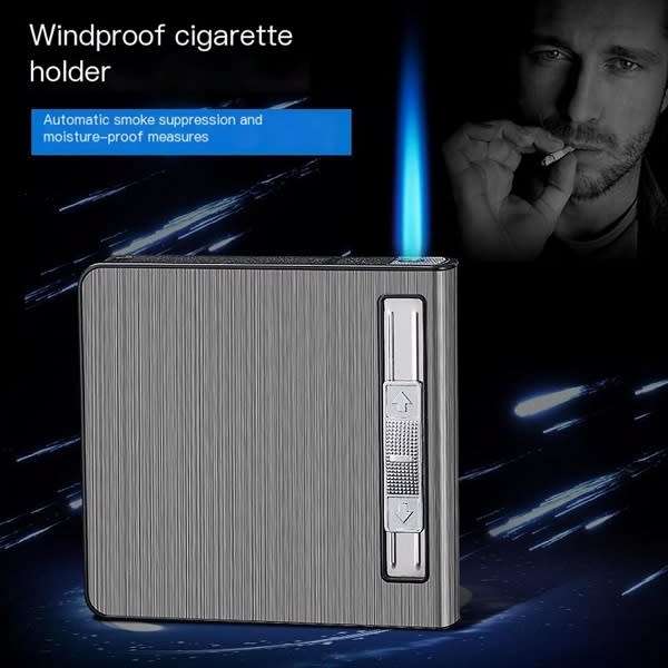 Convenient Cigarette Holder Box With Refillable Lighter, 20 Cigarettes Da-3032(Random Color)