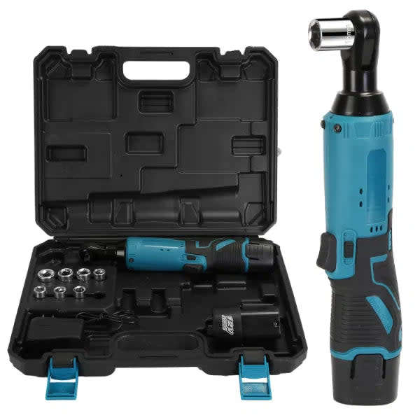 Portable 3/8` Cordless Electric Ratchet Wrench Set Right Angle Wrench With 2 Pieces 1200mah Battery